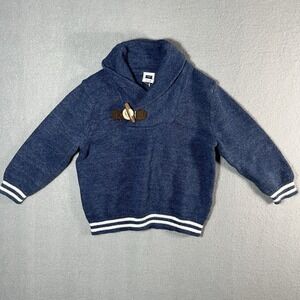Janie and Jack Boys Cotton Sweater Blue Shawl Collar 12-18‎ Mo